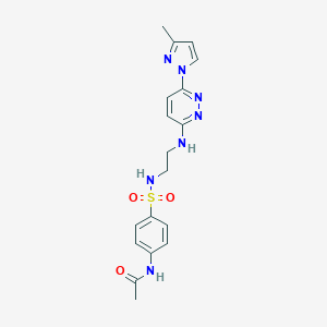 molecular formula C18H21N7O3S B504391 N-(4-(N-(2-((6-(3-methyl-1H-pyrazol-1-yl)pyridazin-3-yl)amino)ethyl)sulfamoyl)phenyl)acetamide 