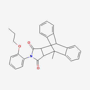 1-Methyl-17-(2-propoxyphenyl)-17-azapentacyclo[6.6.5.02,7.09,14.015,19]nonadeca-2,4,6,9,11,13-hexaene-16,18-dione