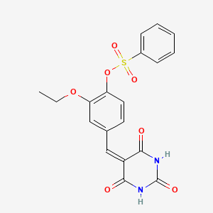 molecular formula C19H16N2O7S B5043974 2-ethoxy-4-[(2,4,6-trioxotetrahydro-5(2H)-pyrimidinylidene)methyl]phenyl benzenesulfonate 