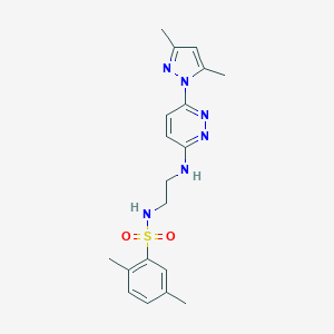 molecular formula C19H24N6O2S B504400 N-(2-((6-(3,5-dimethyl-1H-pyrazol-1-yl)pyridazin-3-yl)amino)ethyl)-2,5-dimethylbenzenesulfonamide 