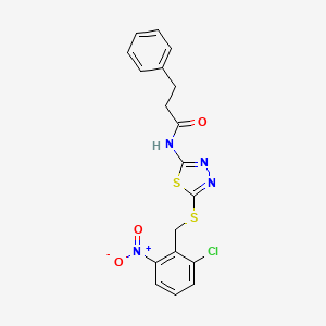 molecular formula C18H15ClN4O3S2 B5044012 N-{5-[(2-chloro-6-nitrobenzyl)sulfanyl]-1,3,4-thiadiazol-2-yl}-3-phenylpropanamide 