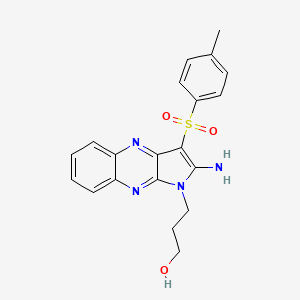 molecular formula C20H20N4O3S B5044014 3-[2-Amino-3-(toluene-4-sulfonyl)-pyrrolo[2,3-b]quinoxalin-1-yl]-propan-1-ol 