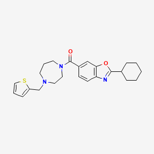 molecular formula C24H29N3O2S B5044057 2-cyclohexyl-6-{[4-(2-thienylmethyl)-1,4-diazepan-1-yl]carbonyl}-1,3-benzoxazole 