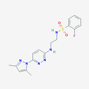 N-(2-((6-(3,5-dimethyl-1H-pyrazol-1-yl)pyridazin-3-yl)amino)ethyl)-2-fluorobenzenesulfonamide