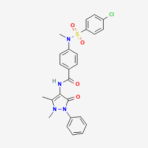 molecular formula C25H23ClN4O4S B5044126 4-{[(4-chlorophenyl)sulfonyl](methyl)amino}-N-(1,5-dimethyl-3-oxo-2-phenyl-2,3-dihydro-1H-pyrazol-4-yl)benzamide 