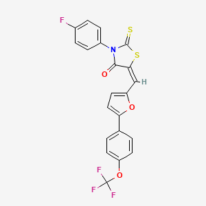 (5E)-3-(4-fluorophenyl)-2-thioxo-5-({5-[4-(trifluoromethoxy)phenyl]furan-2-yl}methylidene)-1,3-thiazolidin-4-one