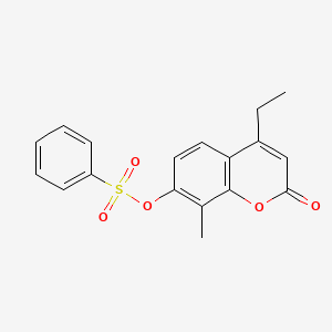 molecular formula C18H16O5S B5044209 4-ETHYL-8-METHYL-2-OXO-2H-CHROMEN-7-YL 1-BENZENESULFONATE 