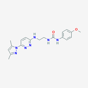 molecular formula C19H23N7O2 B504422 N-(2-{[6-(3,5-dimethyl-1H-pyrazol-1-yl)-3-pyridazinyl]amino}ethyl)-N'-(4-methoxyphenyl)urea 