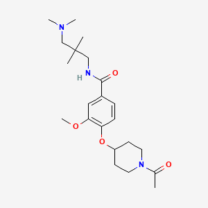 molecular formula C22H35N3O4 B5044245 4-[(1-acetyl-4-piperidinyl)oxy]-N-[3-(dimethylamino)-2,2-dimethylpropyl]-3-methoxybenzamide 