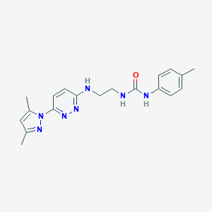 molecular formula C19H23N7O B504425 1-(2-((6-(3,5-dimethyl-1H-pyrazol-1-yl)pyridazin-3-yl)amino)ethyl)-3-(p-tolyl)urea 
