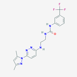 molecular formula C19H20F3N7O B504426 N-(2-{[6-(3,5-dimethyl-1H-pyrazol-1-yl)-3-pyridazinyl]amino}ethyl)-N'-[3-(trifluoromethyl)phenyl]urea 
