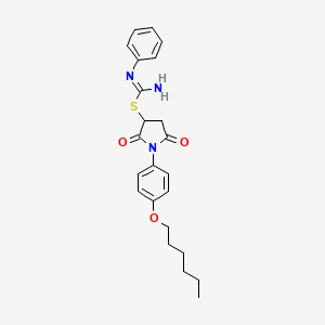 molecular formula C23H27N3O3S B5044265 (Z)-1-({1-[4-(HEXYLOXY)PHENYL]-2,5-DIOXOPYRROLIDIN-3-YL}SULFANYL)-N'-PHENYLMETHANIMIDAMIDE 