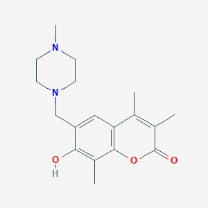 molecular formula C18H24N2O3 B5044273 7-hydroxy-3,4,8-trimethyl-6-[(4-methylpiperazin-1-yl)methyl]-2H-chromen-2-one 