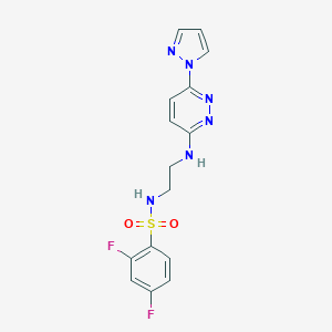 molecular formula C15H14F2N6O2S B504433 2,4-difluoro-N-(2-{[6-(1H-pyrazol-1-yl)-3-pyridazinyl]amino}ethyl)benzenesulfonamide 