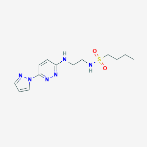 molecular formula C13H20N6O2S B504436 N-(2-((6-(1H-pyrazol-1-yl)pyridazin-3-yl)amino)ethyl)butane-1-sulfonamide 