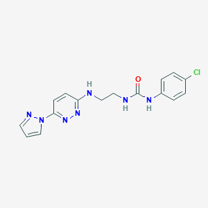 molecular formula C16H16ClN7O B504437 N-(4-chlorophenyl)-N'-(2-{[6-(1H-pyrazol-1-yl)-3-pyridazinyl]amino}ethyl)urea 