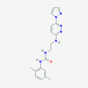 molecular formula C18H21N7O B504440 N-(2,5-dimethylphenyl)-N'-(2-{[6-(1H-pyrazol-1-yl)-3-pyridazinyl]amino}ethyl)urea 