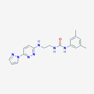 molecular formula C18H21N7O B504446 N-(3,5-dimethylphenyl)-N'-(2-{[6-(1H-pyrazol-1-yl)-3-pyridazinyl]amino}ethyl)urea 