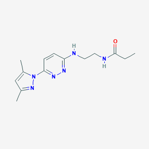 molecular formula C14H20N6O B504447 N-(2-((6-(3,5-dimethyl-1H-pyrazol-1-yl)pyridazin-3-yl)amino)ethyl)propionamide 