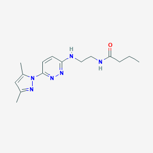 molecular formula C15H22N6O B504448 N-(2-((6-(3,5-dimethyl-1H-pyrazol-1-yl)pyridazin-3-yl)amino)ethyl)butyramide 