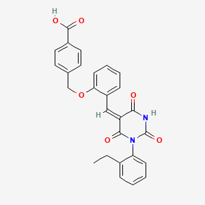 4-[(2-{(E)-[1-(2-ethylphenyl)-2,4,6-trioxotetrahydropyrimidin-5(2H)-ylidene]methyl}phenoxy)methyl]benzoic acid