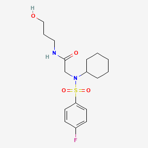 molecular formula C17H25FN2O4S B5044513 2-[cyclohexyl-(4-fluorophenyl)sulfonylamino]-N-(3-hydroxypropyl)acetamide 