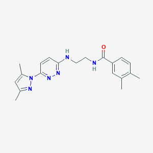 molecular formula C20H24N6O B504453 N-(2-((6-(3,5-dimethyl-1H-pyrazol-1-yl)pyridazin-3-yl)amino)ethyl)-3,4-dimethylbenzamide 