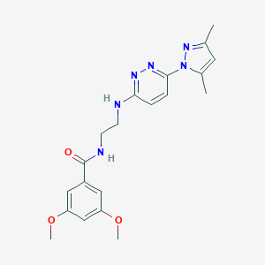 molecular formula C20H24N6O3 B504458 N-(2-((6-(3,5-dimethyl-1H-pyrazol-1-yl)pyridazin-3-yl)amino)ethyl)-3,5-dimethoxybenzamide 