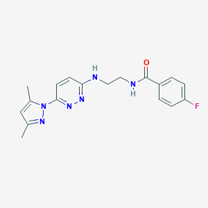 N-(2-((6-(3,5-dimethyl-1H-pyrazol-1-yl)pyridazin-3-yl)amino)ethyl)-4-fluorobenzamide