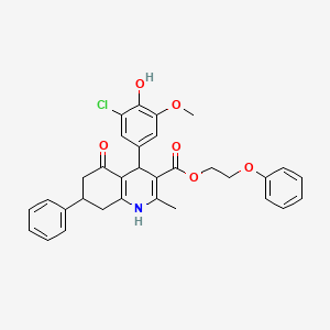 molecular formula C32H30ClNO6 B5044623 2-Phenoxyethyl 4-(3-chloro-4-hydroxy-5-methoxyphenyl)-2-methyl-5-oxo-7-phenyl-1,4,5,6,7,8-hexahydroquinoline-3-carboxylate CAS No. 5721-27-7