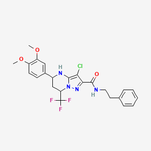 molecular formula C24H24ClF3N4O3 B5044653 3-CHLORO-5-(3,4-DIMETHOXYPHENYL)-N-(2-PHENYLETHYL)-7-(TRIFLUOROMETHYL)-4H,5H,6H,7H-PYRAZOLO[1,5-A]PYRIMIDINE-2-CARBOXAMIDE 