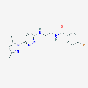 molecular formula C18H19BrN6O B504466 4-bromo-N-(2-((6-(3,5-dimethyl-1H-pyrazol-1-yl)pyridazin-3-yl)amino)ethyl)benzamide 