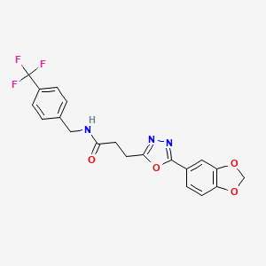 molecular formula C20H16F3N3O4 B5044671 3-[5-(1,3-benzodioxol-5-yl)-1,3,4-oxadiazol-2-yl]-N-[4-(trifluoromethyl)benzyl]propanamide 