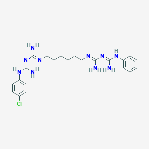 molecular formula C22H31ClN10 B050447 (1E)-2-[6-[[Amino-[(E)-[amino(anilino)methylidene]amino]methylidene]amino]hexyl]-1-[amino-(4-chloroanilino)methylidene]guanidine CAS No. 152504-12-6