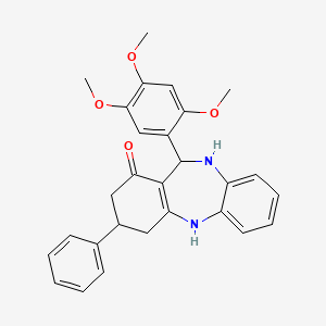 molecular formula C28H28N2O4 B5044707 3-phenyl-11-(2,4,5-trimethoxyphenyl)-2,3,4,5,10,11-hexahydro-1H-dibenzo[b,e][1,4]diazepin-1-one 