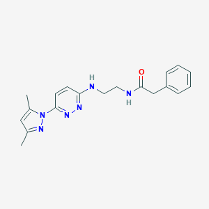 molecular formula C19H22N6O B504472 N-(2-((6-(3,5-dimethyl-1H-pyrazol-1-yl)pyridazin-3-yl)amino)ethyl)-2-phenylacetamide 