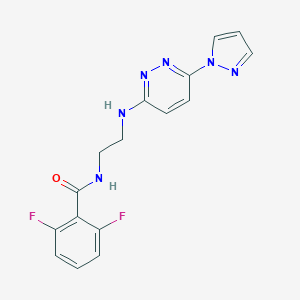 molecular formula C16H14F2N6O B504476 2,6-difluoro-N-(2-{[6-(1H-pyrazol-1-yl)-3-pyridazinyl]amino}ethyl)benzamide 