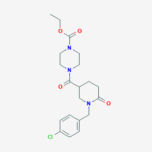 molecular formula C20H26ClN3O4 B5044813 ethyl 4-{[1-(4-chlorobenzyl)-6-oxo-3-piperidinyl]carbonyl}-1-piperazinecarboxylate 