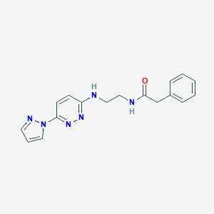 molecular formula C17H18N6O B504482 2-phenyl-N-(2-{[6-(1H-pyrazol-1-yl)-3-pyridazinyl]amino}ethyl)acetamide 