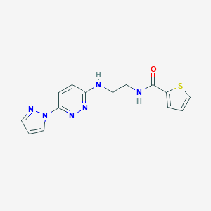 molecular formula C14H14N6OS B504483 N-(2-((6-(1H-pyrazol-1-yl)pyridazin-3-yl)amino)ethyl)thiophene-2-carboxamide 