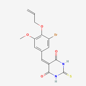 molecular formula C15H13BrN2O4S B5044863 5-{[3-Bromo-5-methoxy-4-(prop-2-EN-1-yloxy)phenyl]methylidene}-2-sulfanylidene-1,3-diazinane-4,6-dione 