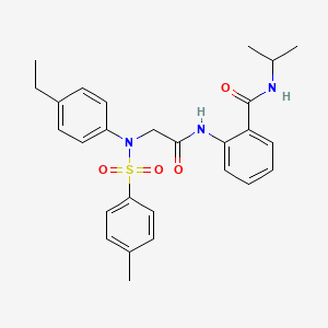 molecular formula C27H31N3O4S B5044889 2-[[2-(4-ethyl-N-(4-methylphenyl)sulfonylanilino)acetyl]amino]-N-propan-2-ylbenzamide 