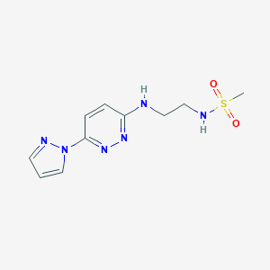 molecular formula C10H14N6O2S B504490 N-(2-((6-(1H-pyrazol-1-yl)pyridazin-3-yl)amino)ethyl)methanesulfonamide 
