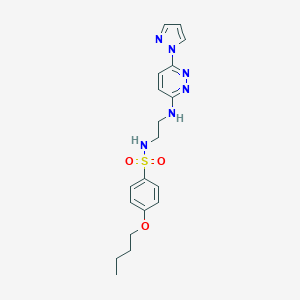 molecular formula C19H24N6O3S B504493 4-butoxy-N-(2-{[6-(1H-pyrazol-1-yl)-3-pyridazinyl]amino}ethyl)benzenesulfonamide 