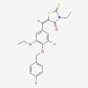 (5E)-5-[[3-chloro-5-ethoxy-4-[(4-fluorophenyl)methoxy]phenyl]methylidene]-3-ethyl-2-sulfanylidene-1,3-thiazolidin-4-one