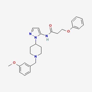 molecular formula C25H30N4O3 B5044973 N-{1-[1-(3-methoxybenzyl)-4-piperidinyl]-1H-pyrazol-5-yl}-3-phenoxypropanamide 