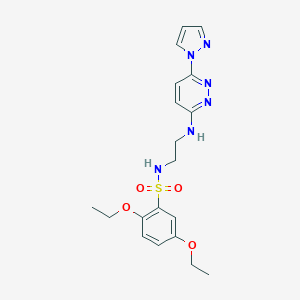 molecular formula C19H24N6O4S B504501 2,5-diethoxy-N-(2-{[6-(1H-pyrazol-1-yl)-3-pyridazinyl]amino}ethyl)benzenesulfonamide 