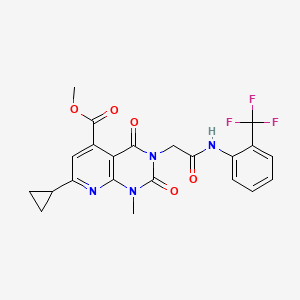 molecular formula C22H19F3N4O5 B5045025 METHYL 7-CYCLOPROPYL-1-METHYL-2,4-DIOXO-3-({[2-(TRIFLUOROMETHYL)PHENYL]CARBAMOYL}METHYL)-1H,2H,3H,4H-PYRIDO[2,3-D]PYRIMIDINE-5-CARBOXYLATE 