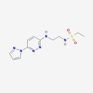 molecular formula C11H16N6O2S B504504 N-(2-((6-(1H-pyrazol-1-yl)pyridazin-3-yl)amino)ethyl)ethanesulfonamide 