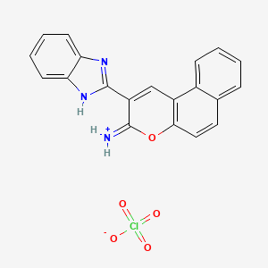 molecular formula C20H14ClN3O5 B5045041 3-amino-2-(1H-benzimidazol-2-yl)benzo[f]chromenium perchlorate 